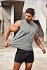 COOFANDY Tank Top for Men Gym Vests Bodybuilding Vest Round Neck Sleeveless Tshirt Summer Beach Vest Workout Singlets Black/White/Light Grey XXL #3