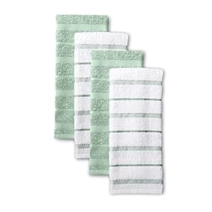 KitchenAid Albany Kitchen Towel 4-Pack Set, Pistachio/White, 16″x26″
