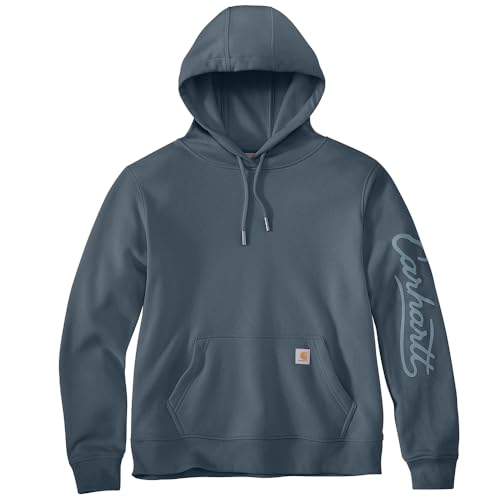 Carhartt Women's Sawyer Script Logo Sweatshirt, Iron Blue, Large