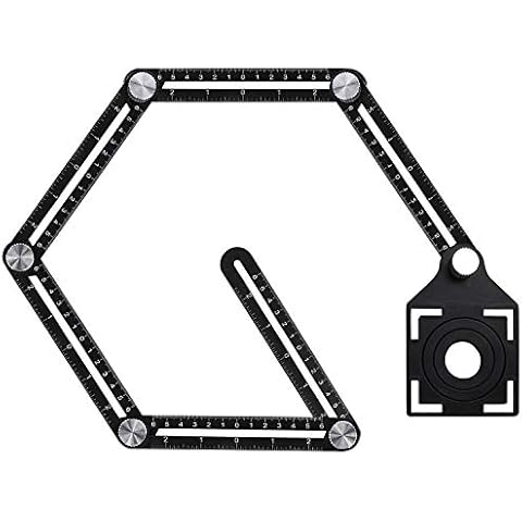Linkhood Multi Angle Measuring Ruler, Six-sided Aluminum Alloy Metal Angle Finder Tool,Angle Template Tool, Layout Tools Woodworking Ruler, Opening Locator for Craftsmen Handymen Builders Carpenters Cover