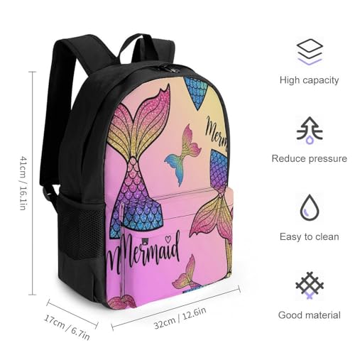 Backpack for Women Men, Mermaid Tail Scale Reusable Lightweight Daypack for Commuting, Travel, Funny Breathable Shoulder Bag2