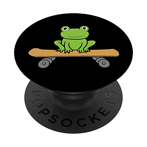 Funny Skateboarding Frog - Patineta divertida PopSockets PopGrip Intercambiable