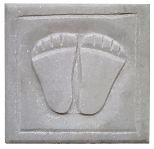 Purpledip Marble Idol Padukas/Charan: Impression Of God's Footprints For Home Temple Mandir (12592), White