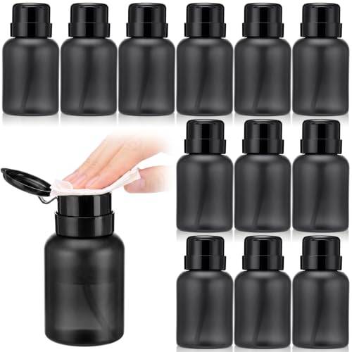 12 Pack Acetone Pump Dispensers 8.5 oz PP Black Bottles Set