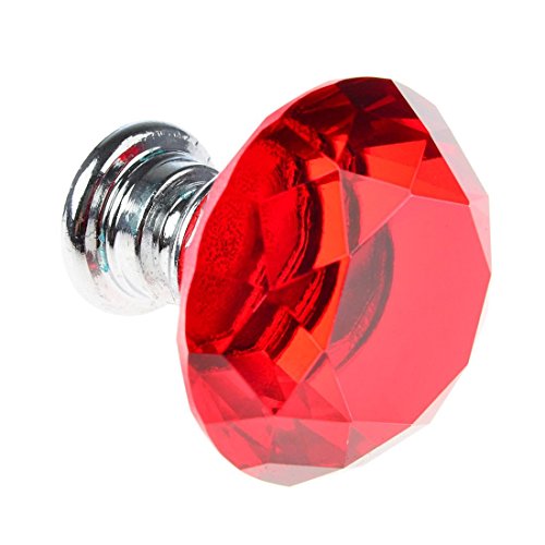 Magik 20Pcs Crystal Glass Cabinet Knob Diamond Shape 30Mm Drawer Cupboard Handle Pull (Red) #TOP5
