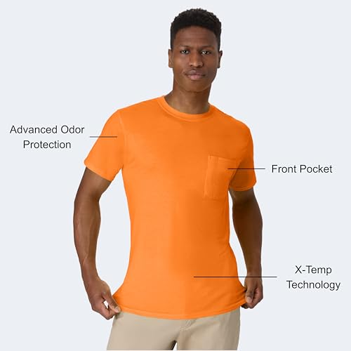 Hanes mens Men's Workwear Short Sleeve Tee (2-pack) T Shirt, Safety Orange, XX-Large US - image 5