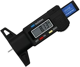 Digital Tire Groove Depth Gauge Measurement 0-25mm Auto Power Off Function Capital LCD Screen Digital Depth Gauge Small Tire Depth Gauge Groove Measuring Meter Suitable for Motorcycles and Cars Tire