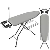 Yaheetech Ironing Board, Compact Iron Board with Cord Holder, Steam Iron Rest and Bottom Storage Tray, 9 Adjustable Heights & 3 Layer Cover, Folding Heavy Duty Ironing Board 52X14, Gray