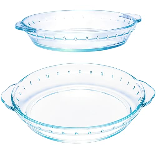 RONDURE Kuchenformen-Set aus Glas, 20,3 cm und 25,4 cm, 2 Stück, Kuchenformen, Bräter, perfekt für Backergebnisse im Ofen, einfach zu greifende Kuchenplatten für Apfelkuchen, Quiche und Käsekuchen