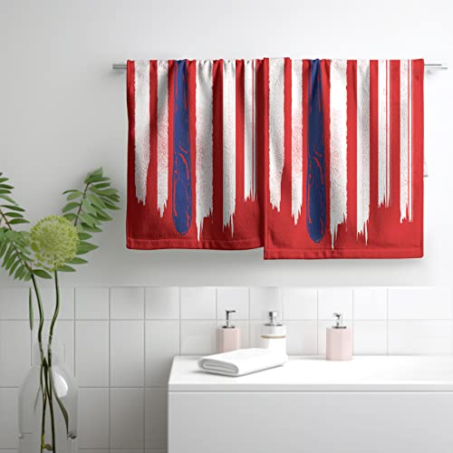 Lealeg American Flag Baseball Towels, Baseball Hand Towels Set Of 2, Vintage Baseball Lightweight Absorbent Premium Thin Kitchen Tea Dish Towels For Washcloths Bath Decorations Housewarming Gifts #TOP3