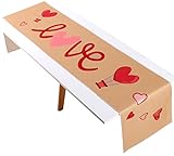 Avicill Valentines Day Table Runner Burlap 13 x 72 Inch Love Heart Valentine's Day Table Decor