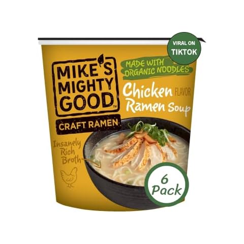Mike's Mighty Good Ramen Chicken Soup - Chicken Noodle Soup - Instant Ramen Noodles Cups - Organic Non-GMO Instant Noodles - 1.6 Ounces - 6 Pack Cover