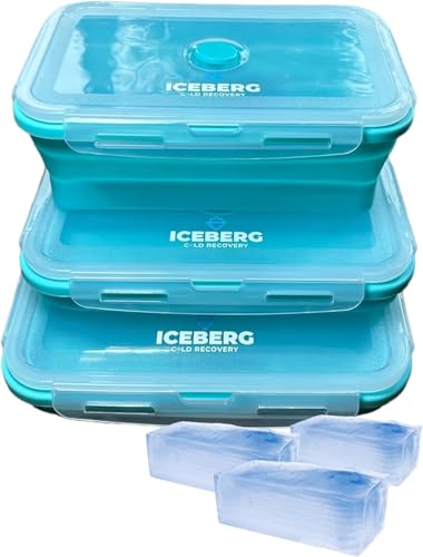 ICEBERG Ice Bath Ice Blocks Maker – 3 Pack | 40oz / 1200ml Large Reusable Ice Trays for Cold Plunge & Coolers | Easy-Release Cube Moulds | Fill, Freeze, Repeat | BPA-Free