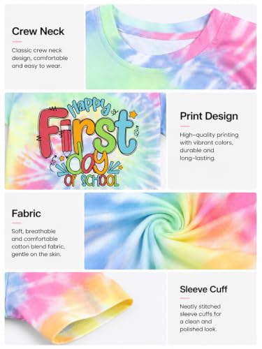 Happy First Day of School Shirt Kids Toddler Girls Kindergarten Back to School Gift Tee Tops 4-12Y — view 5