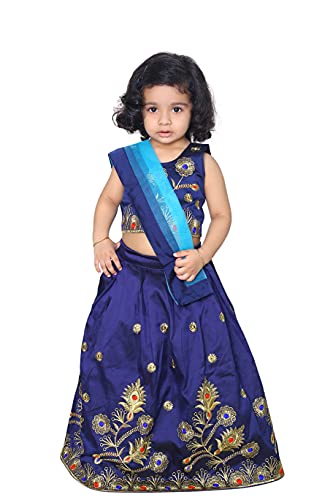 Image of Girl's Tafetta Silk Readymade Lehenga Choli