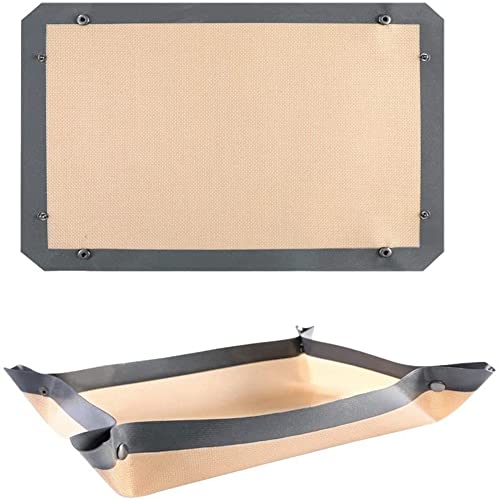 REHOC 2PC Silicone Fiber Baking Mat with Buckle, & Non Stick, Corners Snap to Form Leakproof Baking Tray