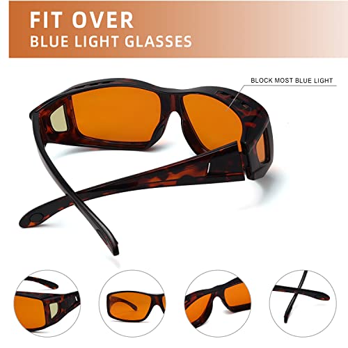 Image of Eyekepper 100% Blue Light Reduction,Fitover Anti-Blue Blocking Computer Glasses Amber Lenses, Tortoise