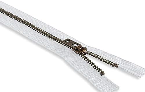Zipper Antique Brass Jean Zipper 5" Color White 5 inch Zippper Teeth Width 5 mm