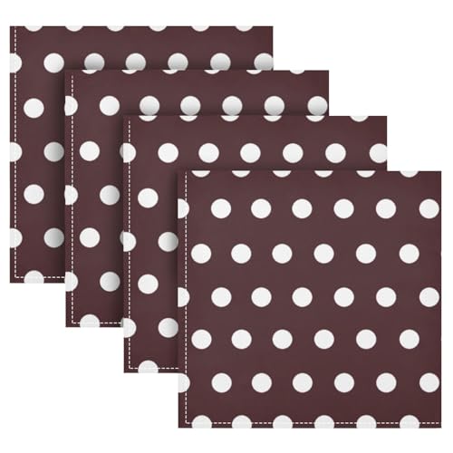 Servilletas de Tela con Lunares Marrón y Blanco Set de 4 miniatura 2