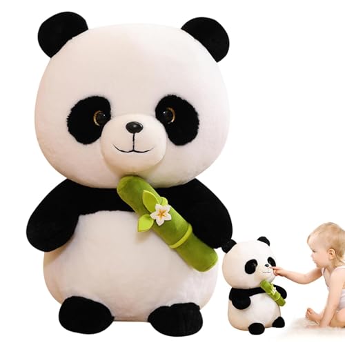 Peluche ours panda réaliste fait main avec son bambou pour cadeau