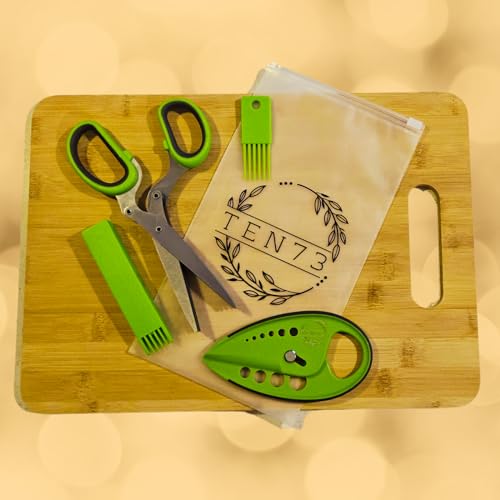 TEN73 2-in-1 5-Blade Herb Scissors & Herb Stripper Set | 10-Hole Leaf stripper Stem Remover + Stainless Steel Herb Shears with Safety Cover & Cleaning Comb | Dishwasher Safe Kitchen Tool for all Herbs by TEN73 - Image 7