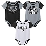 Outerstuff NFL Newborn Baby and Infant Short Sleeve Bodysuit Variety 3-Pack - Las Vegas Raiders, 6-9M