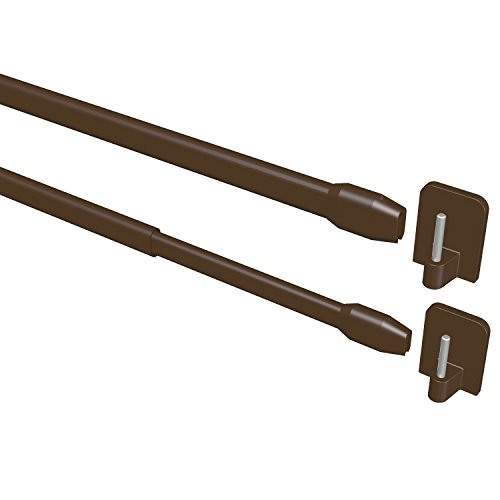 Flairdeco Vitragestangen mit Klebehaken, Scheibenstangen oval, Metall-Kunststoff, Braun, ausziehbar 80-140 cm, 2 Stück Cover