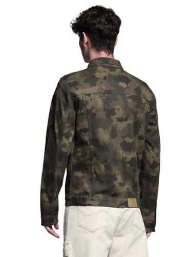 Image of Jack & Jones Men Spread Collar Camouflage Printed Cotton Casual Tailored Jacket