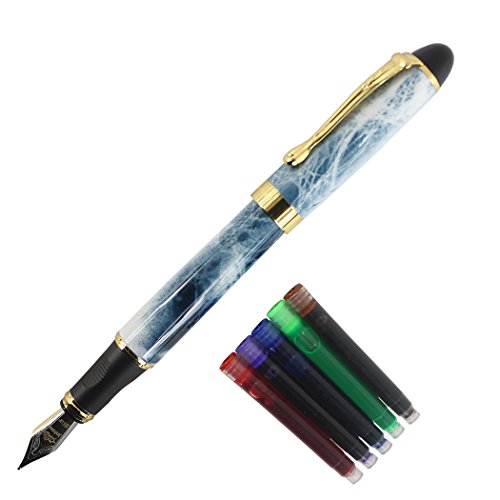 Bolígrafo Gullor x450 - Azul marino y dorado, color marbre bleu stylo plume ensemble Cover