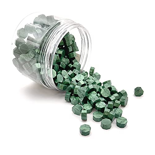 YDHfdc 200 Pcs Sealing Wax Beads Octagon Sealing Wax Beads Set Sealing Wax for Sealing and Decorating Envelopes (Green)