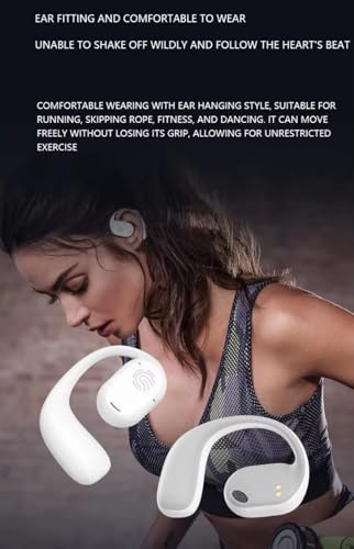 Image of JS272 OWS Open Ear TWS Earbuds | 50 Hrs of Playtime | Bluetooth v5.4 with AI-ENC | Skin Friendly Ear Hook | Environmental Awareness | 45ms Low Latency Gaming | IPX5 Water Resistant (White)