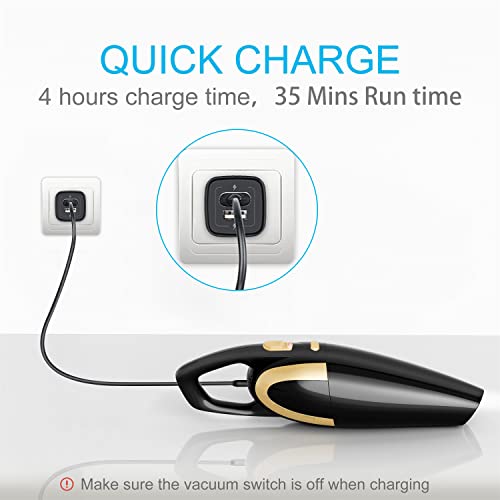 Aspirador Mano Alta Succion Aspiradora de Mano Potente Sin Cable Seco y Húmedo 8000PA Aspiradora Coche Bateria Portatil para Hogar Autocaravana Pelos de Mascota