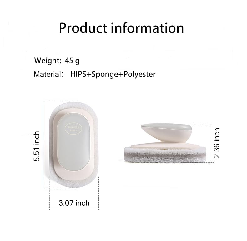 Image of No-Scratch Scouring Pad Brush Whit Comfortable Handle,Cleaning Brush for Kitchen Bathroom Bathtub Toilet Swiming Pool,Dish Brush,Sponge Cleaning Scrubber (Grey)