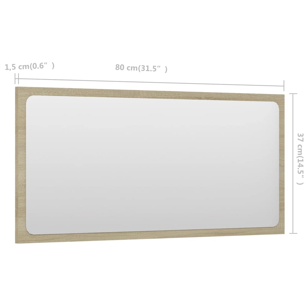 Hothingwell Badspiegel Eiche, Sonoma, 80 x 1,5 x 37 cm, Spanplatte | Leicht zu reinigen mit einem feuchten Tuch, langlebig und stabil, moderner Stil