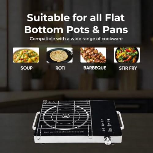 Image of Infrared cooktop adle | 2200W Crystal Glass Top | LED Display | Auto Cut-Off Timer | Overheat Protection | ISI Certified | Made in India