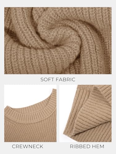 Image of Saodimallsu Womens Batwing Long Sleeve Sweaters Casual Crewneck Loose Chunky Knit Fall Pullover Tops