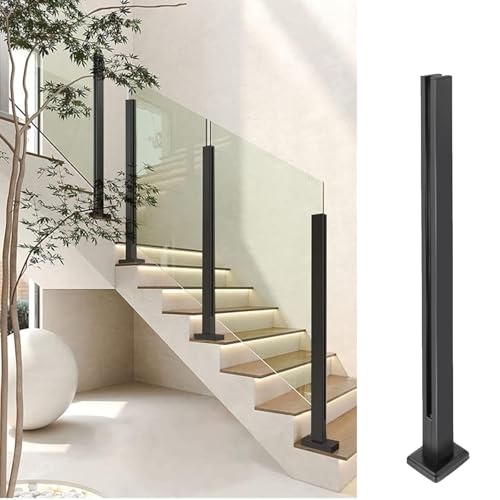 Poteau de garde-corps noir ajustable pour garde-corps modulable de terrasse