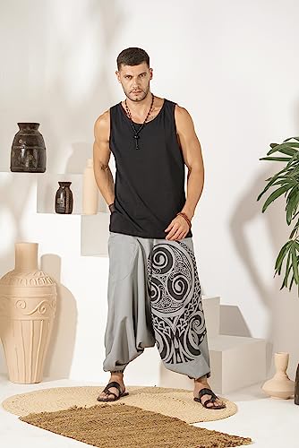 Image of The Veshti Company Printed Harem Pants for Men's Cotton Hippie Style Baggy Boho Yoga Pajama Pant with Pocket