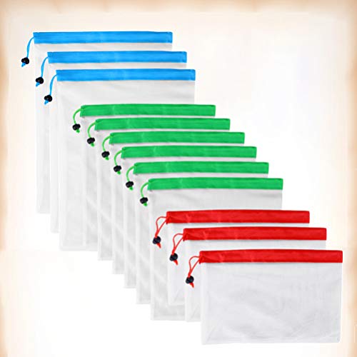 Cabilock 15 unidades de sacos de malha laváveis, duráveis, reutilizáveis, ecológicos, malha, sacos d