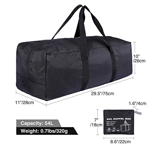 Redcamp 54L Small Sports Equipment Duffle Bag, Water Resistant Large Travel Duffel Bag With Upgrade Zipper, Black #TOP1