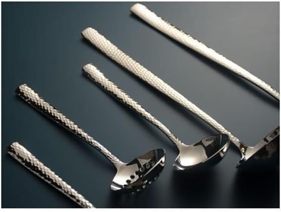 Tableware Set, 1/4/6/8/10/12 Pieces 308 Stainless Steel Large Thick Hammered Soup Shell hot Pot Spoon Long Handle Dumpling Porridge Soup Spoon,Rose Gold-1 Piece