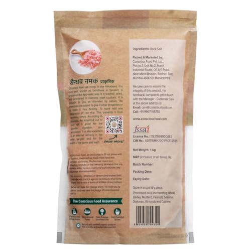 Image of Conscious Food Himalayan Pink Salt | 1 kg | Mineral Rich | Natural & Unrefined | Rock Salt | Pure Sendha Namak | No Chemicals