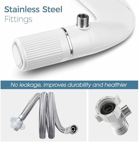 BIGCOW Bidet Attachment for Toilet, Ultra-Slim Dual Nozzle (Frontal & Rear Wash) Hygienic Toilet Bidet, Fresh Cold Water Pressure Adjustable Bidet Attachment with Stainless Steel Inlet - View 6