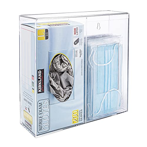 wall mount hairnet dispenser - SimplyImagine Double Hygiene Dispenser Station with Lid - 2 Compartments for Glove Box, Individual Face Masks, Hairnets, Plastic Bags, Beard Covers, Etc - Wall Mount or Tabletop Sanitation Holder