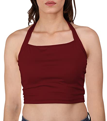 Image of A1588 Women's Halter Neck Crop Top Stylish Readymade Saree Blouse
