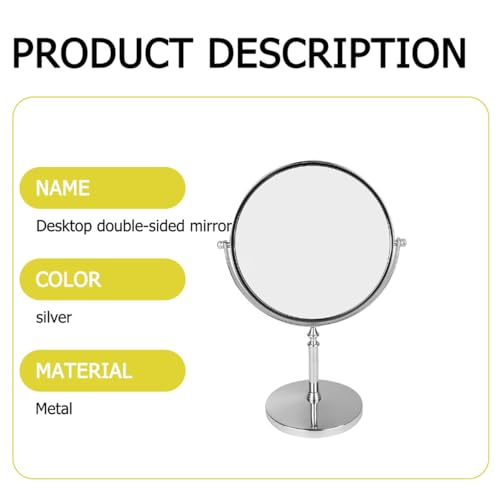 Miroir pratique de bureau Mobestech chic en métal argenté double face 8" - 7