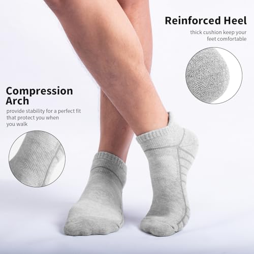 Image of Lapulas Athletic Running Ankle Socks, Low Cut Cushioned Anti-Blister Tab Sports Socks Men Women 6Pairs