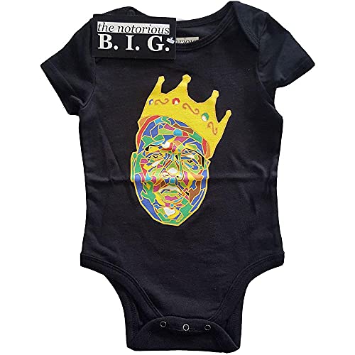 Biggie Smalls Baby Grow Crown Logo Official Black 0 to 24 Months XX Large (18-24 months)