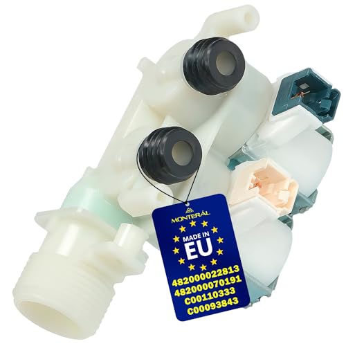 Soupape en Entrée pour Machine a Laver avec 2 Sorties à 180° a le Code Original C00110333 C00093843 pour Indesit 482000022813 482000070191 pour Whirlpool -...