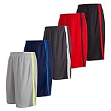 5 Pack: Men's Dry-Fit Sweat Resistant Active Athletic Performance Shorts